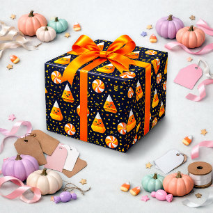 Cute Black Illustrated Candy Corn Wrapping Paper