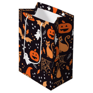Cute black Illustrated halloween characters Medium Gift Bag