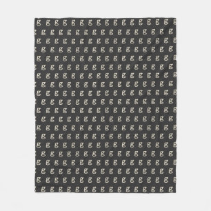 Cute Black Initial Monogram Retro Typewriter Font  Fleece Blanket
