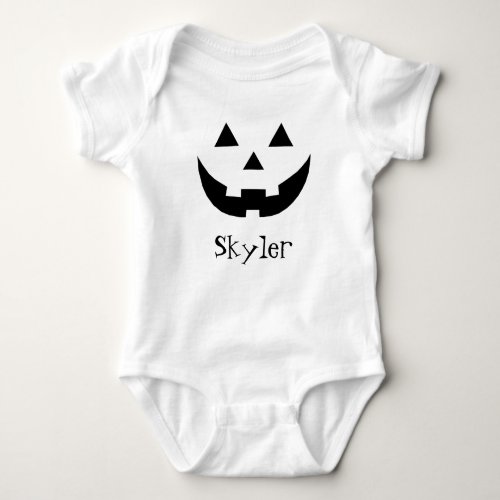 Cute black Jack o lantern custom name Halloween Baby Bodysuit