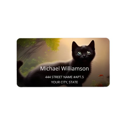 Cute Black Kitten AI Photo Style Label