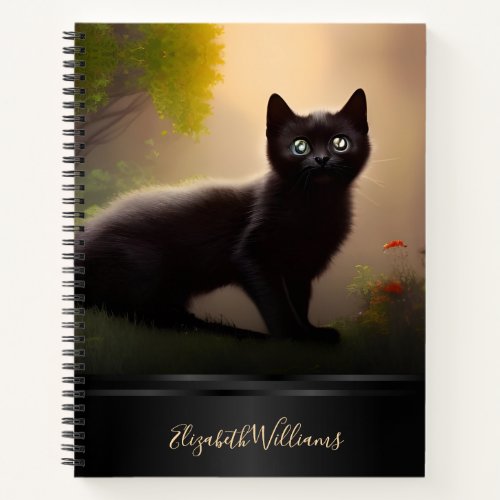 Cute Black Kitten AI Photo Style Notebook