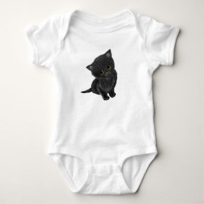 Cute black kitten baby bodysuit