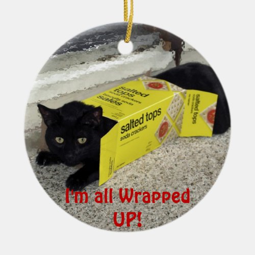 Cute Black Kitten Christmas Ornament