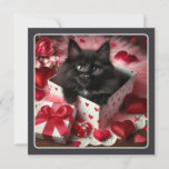 Cute Black Kitten in Box Funny Valentine  Holiday Card