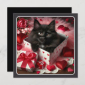 Cute Black Kitten in Box Funny Valentine  Holiday Card (Front/Back)