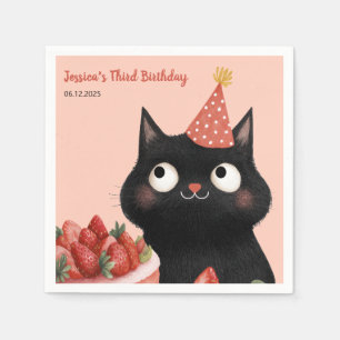 Cute Black Kitten Kids’ Purr-fect Birthday Party Napkins