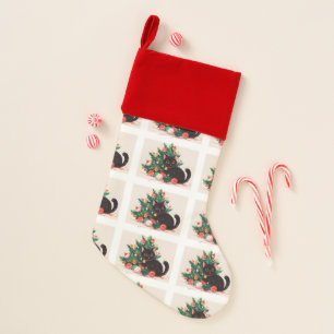 Cute Black Kitten looking Guilty - Christmas  Christmas Stocking