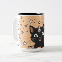 Cute Black Kitten Mood Coffee Mug