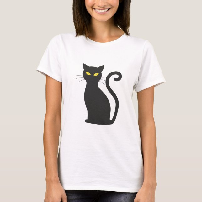 Cute Black Kitten Simple Cat Lovers T-Shirt (Front)