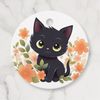Cute Black Kitten Thank You Favor Tags