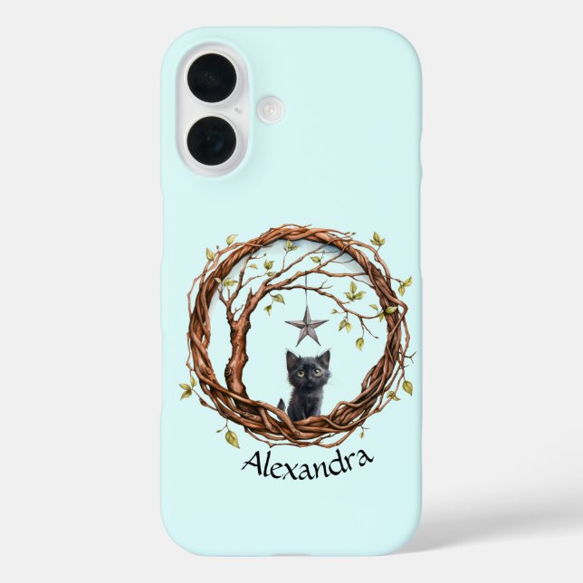 Cute Black Kitten Watching a Star Case-Mate iPhone Case (Back)