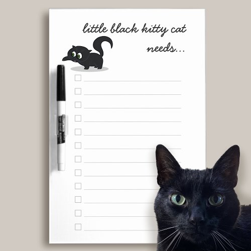 Cute Black Kitty Cat Checkbox To Do List Dry Erase Board