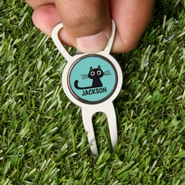 Cute Black Kitty Cat | Cool Kitten Personalized Divot Tool (Insitu 1)