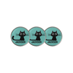 Cute Black Kitty Cat   Cool Kitten Personalized Golf Ball Marker