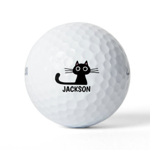 Cute Black Kitty Cat | Cool Kitten Personalized Golf Balls