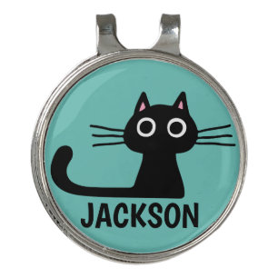 Cute Black Kitty Cat   Cool Kitten Personalized Golf Hat Clip