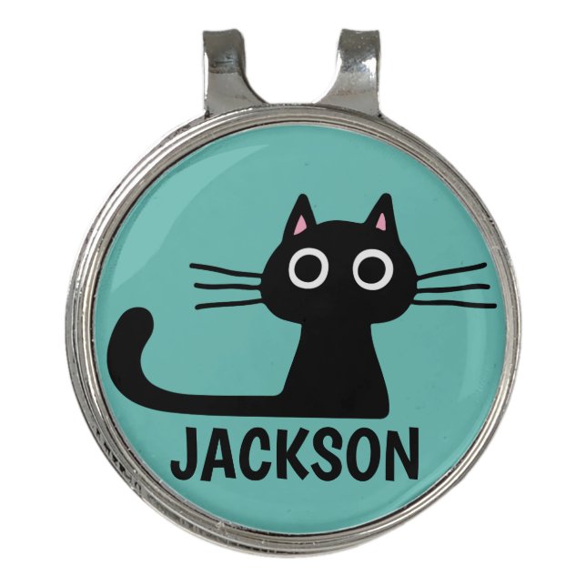 Cute Black Kitty Cat | Cool Kitten Personalized Golf Hat Clip (Front)