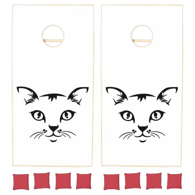 Cute Black Kitty Cat Face Cornhole Set (Set)