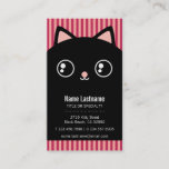 Cute Black Kitty Cat Face Striped Business Card at Zazzle