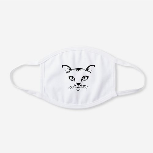 Cute Black Kitty Cat Face White Cotton Face Mask