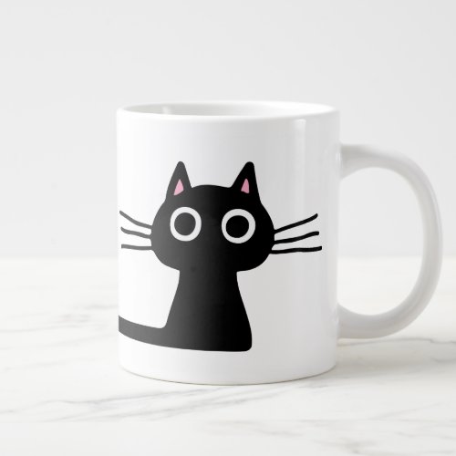 Cute Black Kitty Cat  Fun Feline Giant Coffee Mug