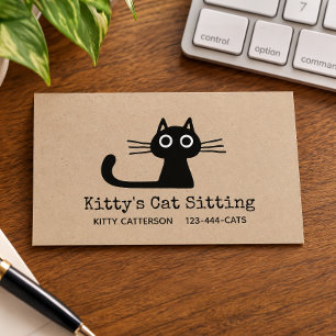 Cute Black Kitty Cat Fun Feline Quirky Animal Business Card