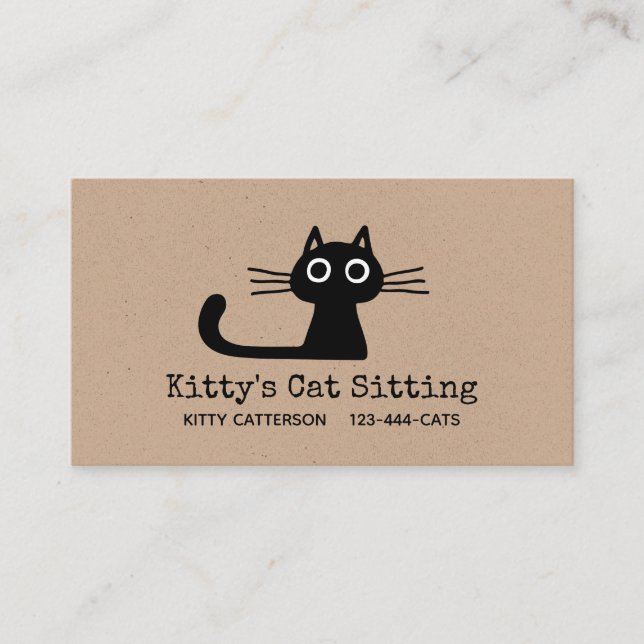 Cute Black Kitty Cat | Fun Feline | Quirky Animal Business Card (Front)