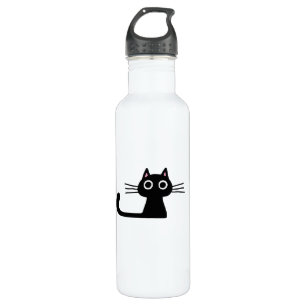 Cute Black Kitty Cat - Funky Feline Stainless Steel Water Bottle