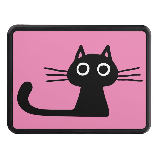 Cute Black Kitty Cat Purrfect Pink Hitch Cover (Front)