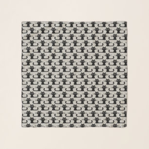 Cute Black Kitty Cats Pattern Fun Feline Fashion Scarf