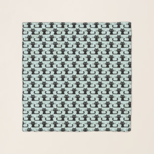 Cute Black Kitty Cats Pattern   Fun Feline Fashion Scarf