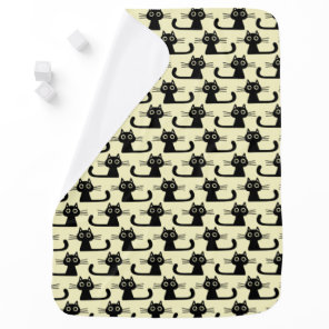 Cute Black Kitty Cats Patterned Print Baby Blanket