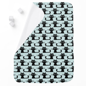 Cute Black Kitty Cats Patterned Print Baby Blanket