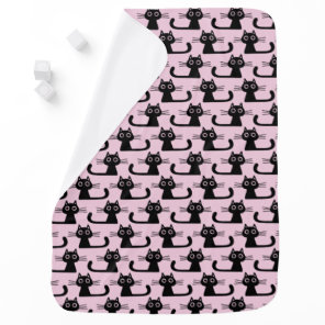 Cute Black Kitty Cats Patterned Print Baby Blanket