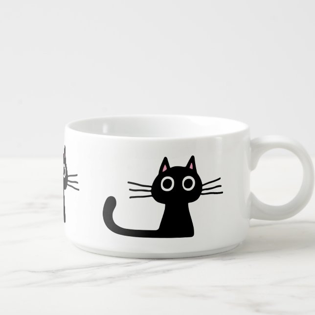 Cute Black Kitty Cats | Whimsical Animal Art Bowl (Left)