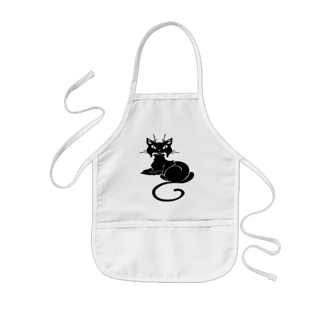 Cute Black Kitty Kids' Apron (Front)