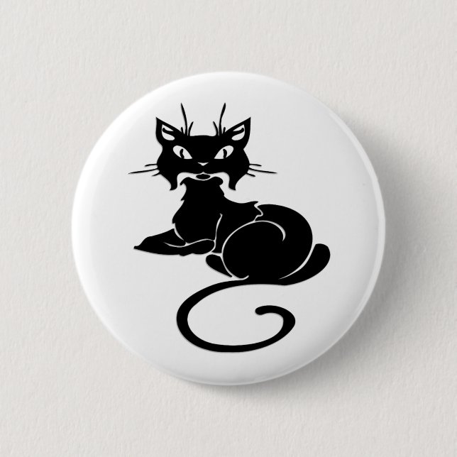 Cute Black Kitty Pinback Button (Front)