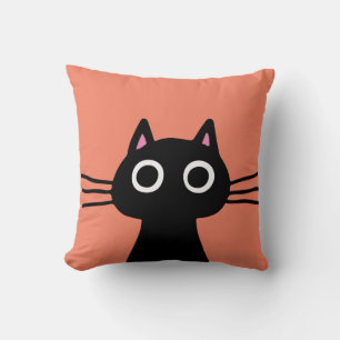 Cute Black Kitty   Quirky Pet Cat Lover's Throw Pillow