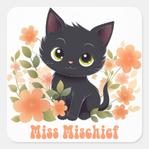 Cute Black Kitty Sticker Kawaii Chibi