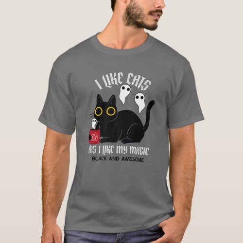 Cute Black Kitty Witchy Tee With Ghosts Black Ma