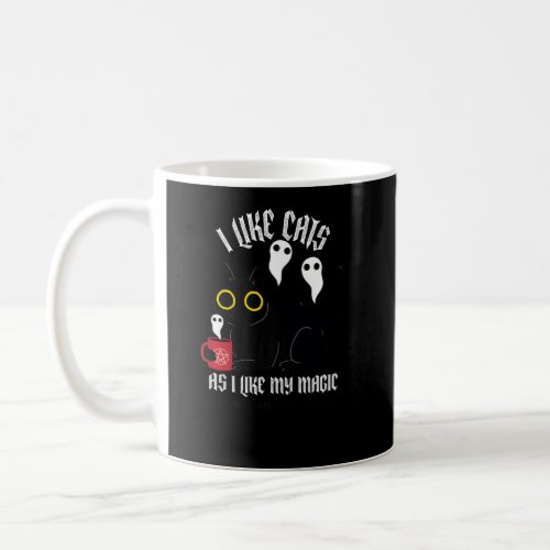 Cute Black Kitty Witchy Tee With Ghosts Black Magi Coffee Mug