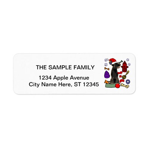 Cute Black Lab Dog and Toys Christmas Label