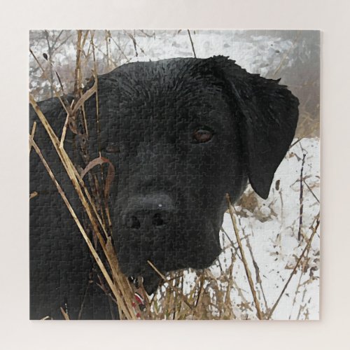 Cute Black Lab Dog Black Labrador Retriever Jigsaw Puzzle