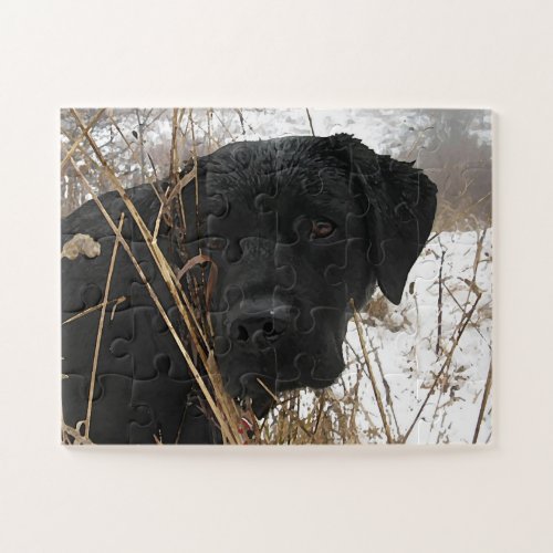 Cute Black Lab Dog Black Labrador Retriever Jigsaw Puzzle