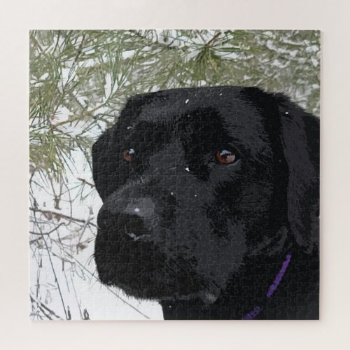 Cute Black Lab Dog Black Labrador Retriever Jigsaw Puzzle