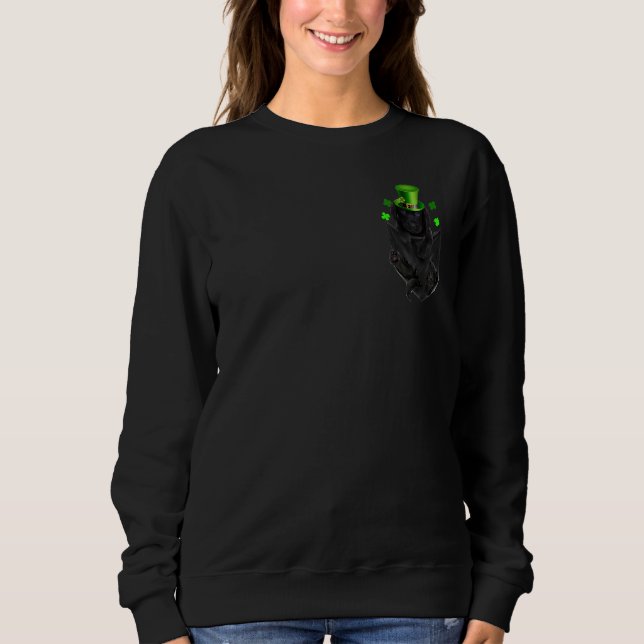 Cute Black Lab Leprechaun In Pocket St. Patrick's  Sweatshirt (Front)
