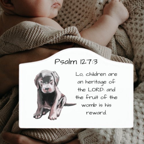 Cute Black Lab Puppy Bible Quote  Door Sign