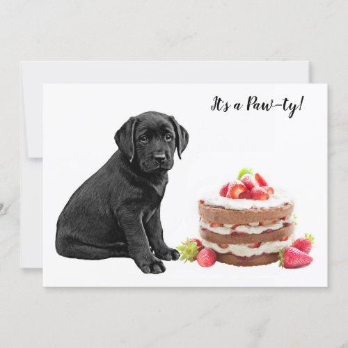 Cute Black Lab Puppy Dog Birthday Party Invitation