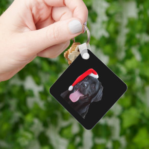 Cute Black Lab Santa Christmas Dog Funny Labrador Keychain
